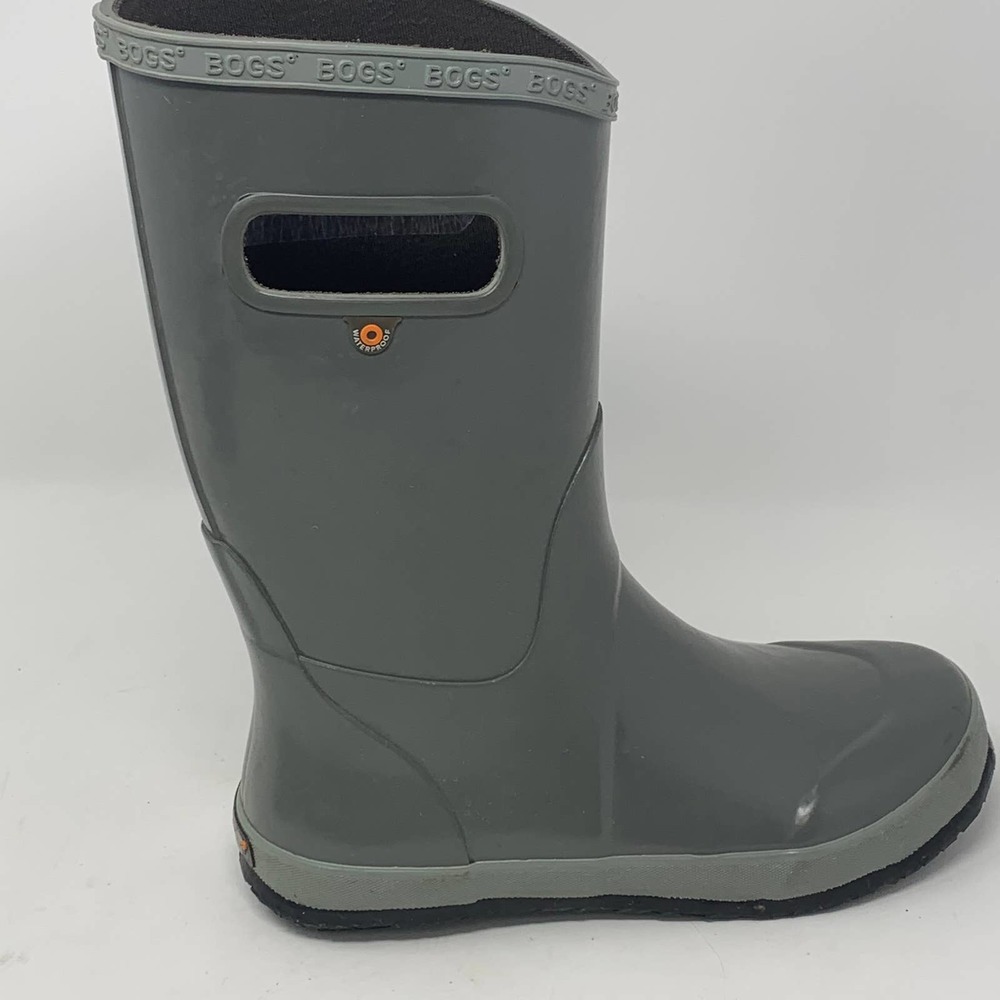 BOGS Youth Rainboot Solid Gray Boots 7277-020 Size Big Boy 4